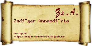 Zséger Annamária névjegykártya